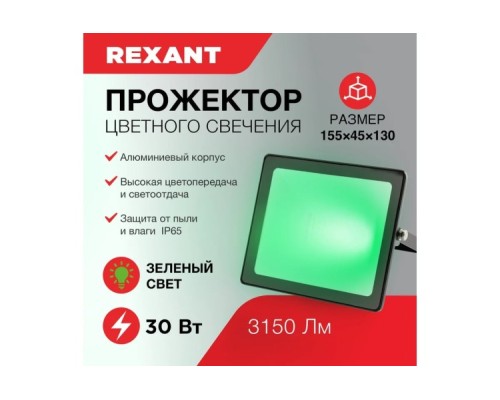 Прожектор REXANT 605-016 цветного свечения (зеленый) 30Вт