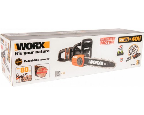 Пила цепная аккумуляторная WORX WG384E.9 без АКБ и ЗУ бесщеточная [WG384E.9]