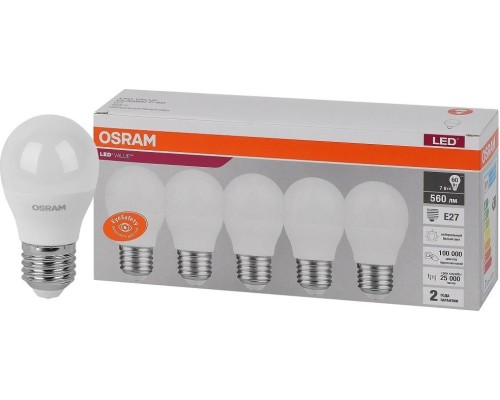 Лампа светодиодная OSRAM LED VALUE clp60 7sw/840 230v e27 (уп 5 шт) [4058075578227]