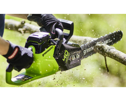 Пила цепная аккумуляторная GREENWORKS GD40CS18 40V, 40 см, б/щ, до 1,8 квт, АКБ 8Ач и ЗУ 2005807UH купить с доставкой и официальной гарантией