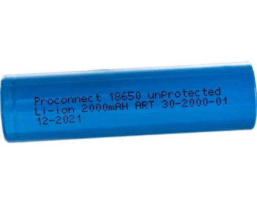 Аккумулятор Proconnect 30-2000 ( уп. 10 штук ) Li-ion 18650, 3,7B, 2000мAч,  без платы защиты  [30-2000]