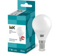 Лампа светодиодная IEK G45 7Вт 4000К Е14 Шар LLE-G45-7-230-40-E14