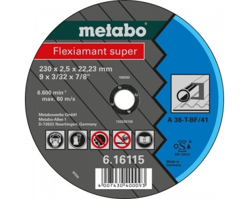 Отрезной круг по металлу METABO 230x2,5x22,23 мм А36Т Flexiamant S [616115000]