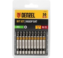 Набор бит Denzel PZ1х50 сталь s2, шестигранный профиль, 10 шт. 11655