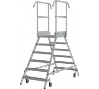 Лестница с платформой KRAUSE STABILO R13 6 перфорированных ступеней, передвижная, двухсторонняя 821461