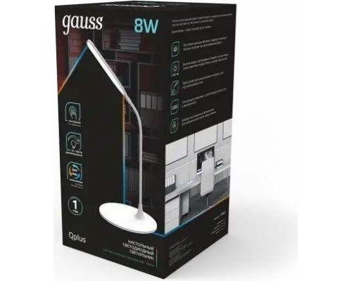 Светильник настольный GAUSS GTL502 qplus 8w 500lm 3500-5500k 170-265v белый диммируем [GT5021]