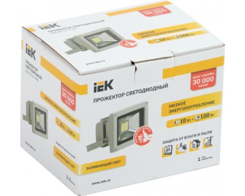 Прожектор IEK СДО 05-10 SMD IP65 6500K серый [LPDO501-10-K03]