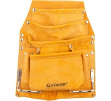 Сумка поясная для инструментов STAYER PROFESSIONAL кожаная, 8 карманов, 2 скобы 38515 [38515]