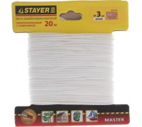 Шнур полипропиленовый STAYER MASTER с сердечником, белый, d=3 мм, 20 м [50410-03-020]