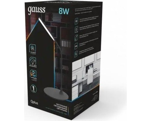 Светильник настольный GAUSS GTL502 Qplus 8w 500lm 3500-5500k 170-265v черный диммируемый [GT5022]