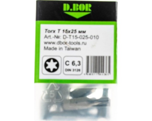 Бита для заворачивания D.BOR TORX 15, 25 мм (арт. d-t15-025-010) (10 шт.) [D06-DT15025010]