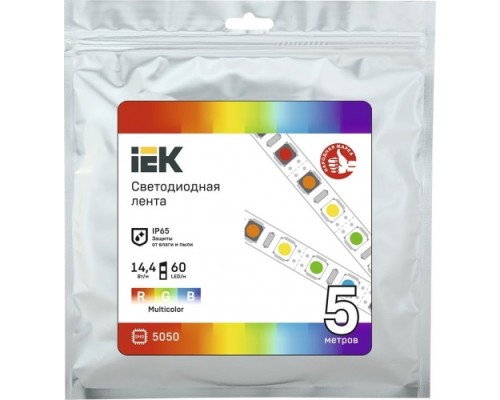 Лента светодиодная IEK LSR-5050RGB60 14,4w 12В IP65 (5 м) [LSR2-3-060-65-3-05]