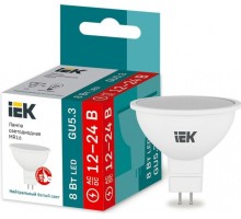 Лампа светодиодная IEK MR16 8Вт 12-24В 4000К GU5,3 софит [LLE-MR16-08-12-24-40-GU5]