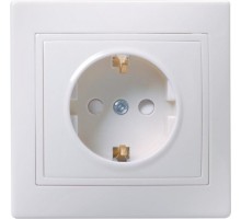 Розетка IEK Кварта РСш10-3 1-м сп 16а ip20 с заземл. защ. шторки бел. ERK11-K01-16-DM