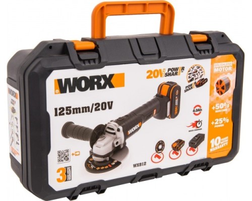 Угловая шлифмашина аккумуляторная WORX WX812 бесщеточная