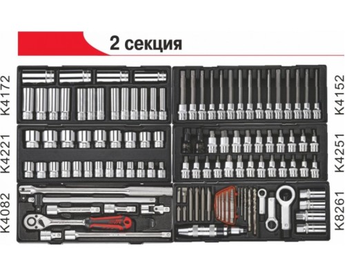 Тележка инструментальная JTC 5641 8 секций с набором инструментов 496 пр. [JTC-5641+496]