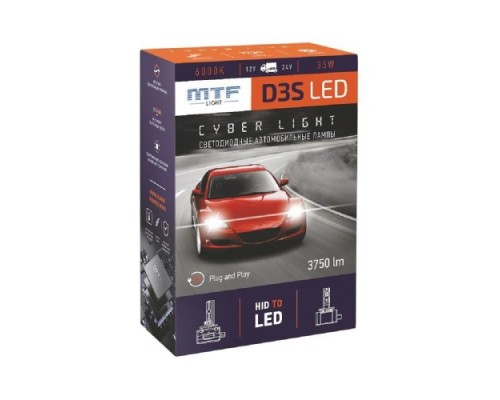 Лампа светодиодная MTF LIGHT серия CYBER LIGHT, D3S, 85V, 45W, 3750lm, 6000K кулер DPD3S6