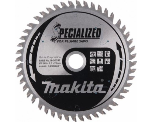 Пильный диск универсальный MAKITA 165х20х1,4х48 для кориана, (для dsp600) [B-56742]