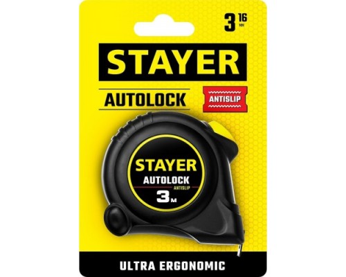 Рулетка STAYER АutoLock 3 / 16мм с автостопом [2-34126-03-16_z02]