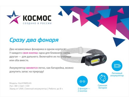 Фонарь Космос KocH3WDLith