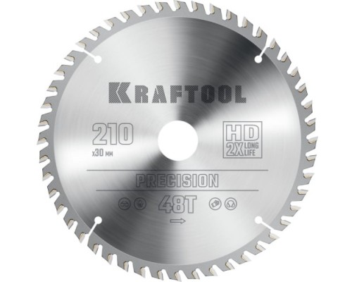 Пильный диск по дереву KRAFTOOL PRECISION 210х30мм 48T [36952-210-30]