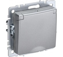 Розетка IEK BRITE РСбш10-3-44 16а защ. шторки с крышкой алюм. BR-R16-16-44-K47