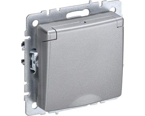 Розетка IEK BRITE РСбш10-3-44 16а защ. шторки с крышкой алюм. [BR-R16-16-44-K47]