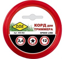 Леска триммерная DDE Speed line (2,4 ммх12 м; звезда; красная) [908-962]