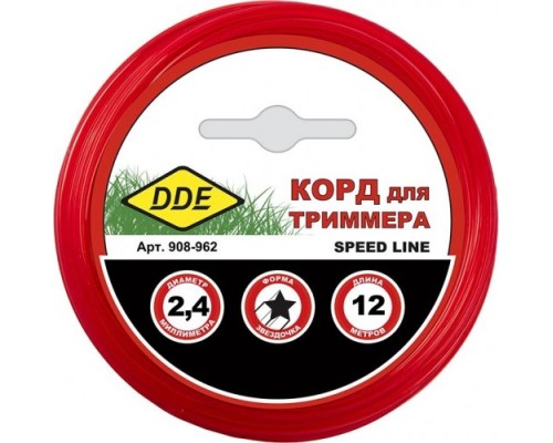 Леска триммерная DDE Speed line (2,4 ммх12 м; звезда; красная) [908-962]