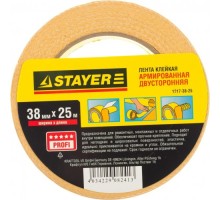 Клеящая лента STAYER PROFESSIONAL двухсторонняя на тканевой основе, 38ммх25м 1217-38-25