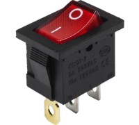 Выключатель клавишный REXANT 24V 15А (3с) ON-OFF ( уп.10 штук ) красный с подсветкой Mini (RWB-206-1) 36-2165