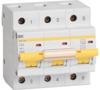 Автоматический выключатель IEK ВА47-100 3Р 63А 10кА С MVA40-3-063-C