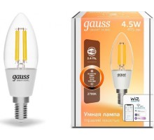 Лампа светодиодная GAUSS Smart home filament с35 4,5w 495lm 2700к e14 диммируемая led [1230112]