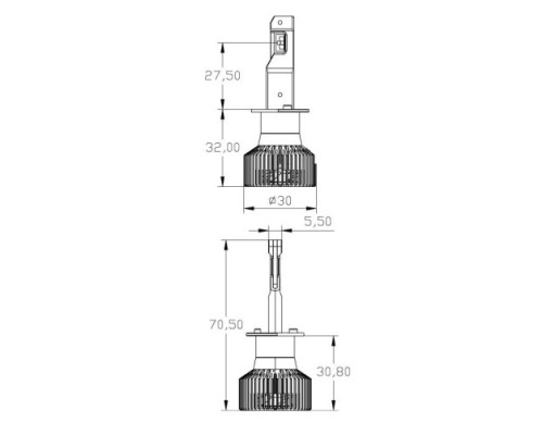 Лампа светодиодная MTF LIGHT серия MaxBeam Mini, H1, 12V, 45W, 4500lm, 6000K, кулер MM01K6