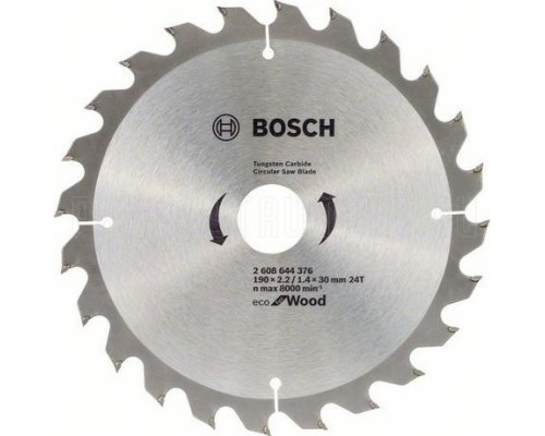 Пильный диск по дереву BOSCH 190х24х30/24 Eco Wood [2608644376]