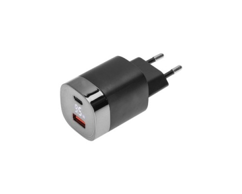 Зарядное устройство REXANT 18-2224 сетевое USB QC (30w) + Type C PD (33W), с дисплеем