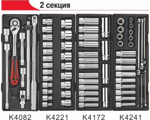 Тележка инструментальная JTC 5021+344 (7 секций) в комплекте с набором инструментов (344 предмета) [JTC-5021+344]