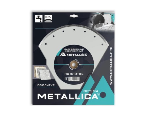 Алмазный диск для резки керамики METALLICA Optima 200x25,4/22,2 мм, H=7 мм несегментный [900208]