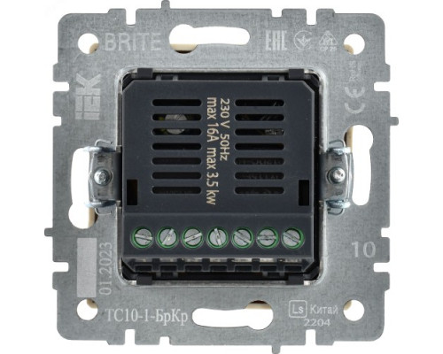 Термостат электронный IEK BRITE с индикацией ТС10-1-БрКр беж BR-RT11-K10