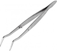 Пинцет REXANT 12-0358 изогнутый, узкий, фиксатор, рифленый 160 мм