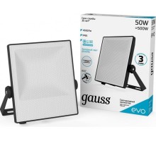 Прожектор GAUSS EVO evo 50w 4500lm 6500k 100-240v ip65 черный led 687511350