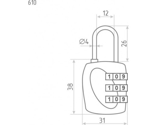 Замок навесной кодовый НОРА-М 610 для чемодана 