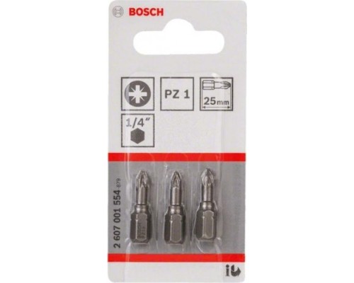 Бита для заворачивания BOSCH Extra Hard 25 мм PZ1 3шт [2607001554]