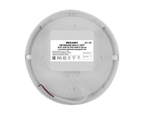 Светильник для ЖКХ REXANT 607-287 LED круг IP65 30Вт 3200Лм 6500К с датчиком движен. Светильник для ЖКХ REXANT 607-287 LED круг IP65 30Вт 3200Лм 6500К с датчиком движен.