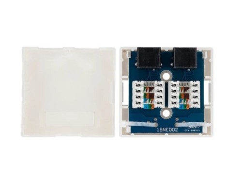 Розетка компьютерная REXANT 03-0136 внешняя, 2-порта RJ-45 (8P8C), UTP, CAT 6