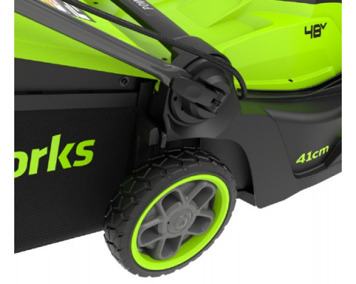 Газонокосилка аккумуляторная GREENWORKS 2520907UD 2x24V, 41 см, бесщеточная, c 2хАКБ 4 Ач и ЗУ купить с доставкой и официальной гарантией