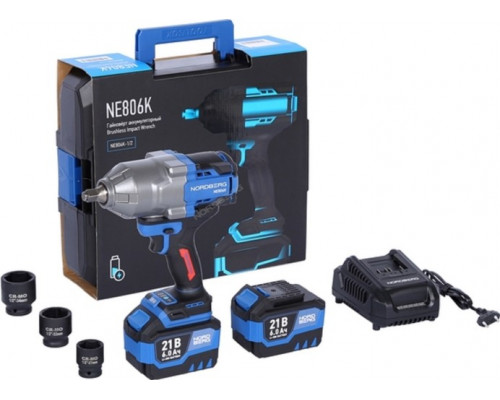 Гайковерт аккумуляторный NORDBERG NE806K-1/2 21В, 1500 Нм с двумя 6A аккум. и зар. уст. в кейсе купить с доставкой и официальной гарантией
