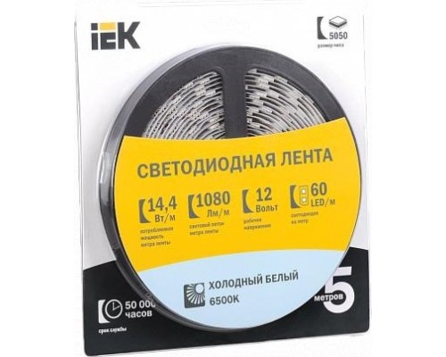 Лента светодиодная IEK LSR-5050W60 14.4w 12В IP20 (5 м) [LSR2-2-060-20-3-05]