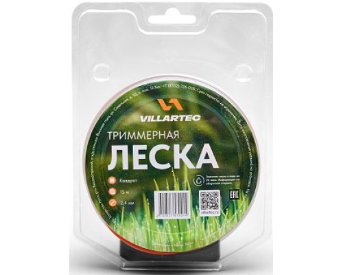 Леска триммерная VILLARTEC KV000002415 кв.сечения 2,4 мм*15 м, (блистер)