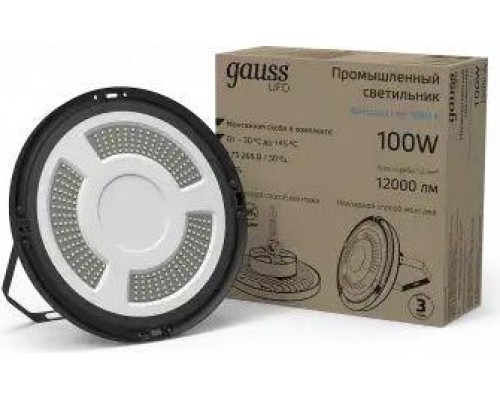 Промышленный светильник светодиодный GAUSS UFO подвесной ufo 100w 12000lm 5000k 175-265v ip65 [821536300]